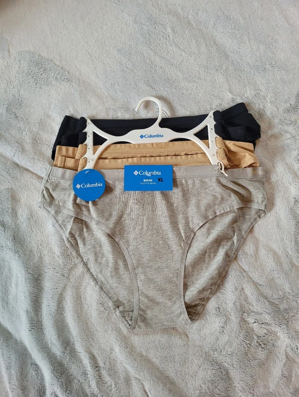 5-Pk Columbia Womens Size XL Bikini Cotton Panties Underwear Black Tan Gray